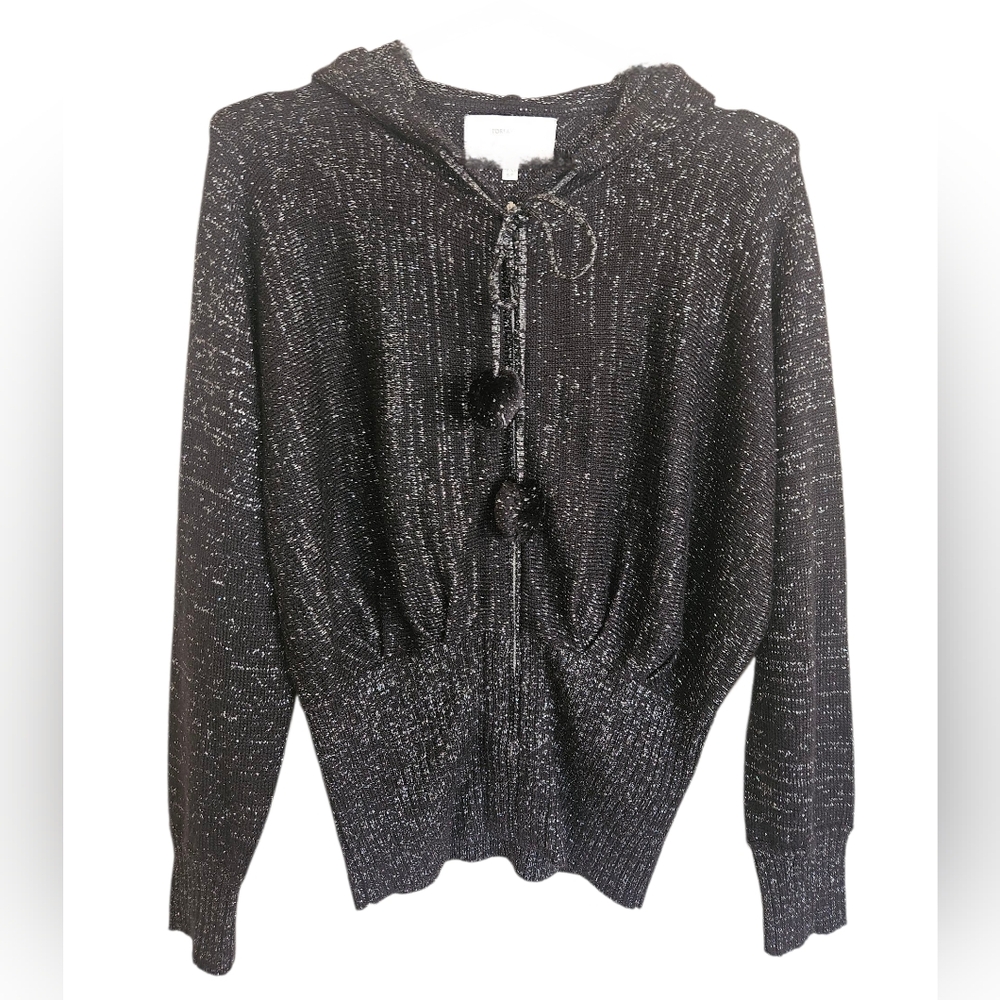 Victoria's Secret Y2K Black/ Metallic Cinch Waist Zip- Up Hoodie Size S - Picture 3 of 9